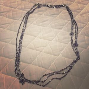 Long silver necklace